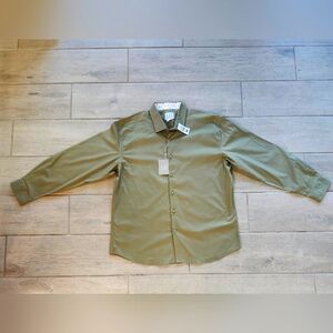 Linea Uoma Olive Green Long SL Button Shirt Men S 3X NWT